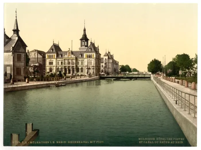 Framed Print : Rhone and Rhine Canal and Post, Mulhausen, Alsace Lorraine Framed Print : Rhone and Rhine Canal and Post, Mulhausen, Alsace Lorraine