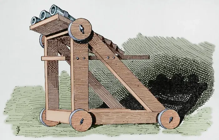 Framed Print : Ribauldequin. Late medieval volley gun Framed Print : Ribauldequin. Late medieval volley gun