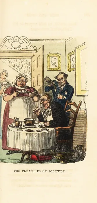 Framed Print : A rich gourmet feasting at home in Georgian England Framed Print : A rich gourmet feasting at home in Georgian England