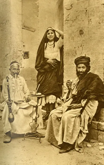 Framed Print : Rich man, dancing woman and beggar, Cairo, Egypt