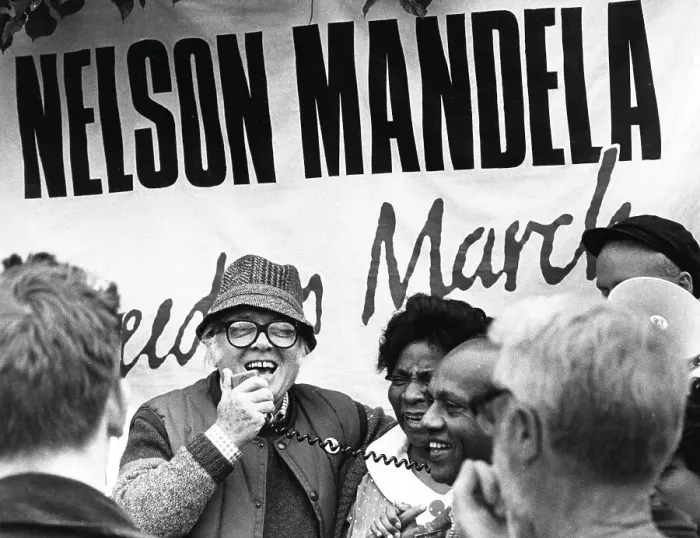 Framed Print : Richard Attenborough greets Mandela marchers Framed Print : Richard Attenborough greets Mandela marchers