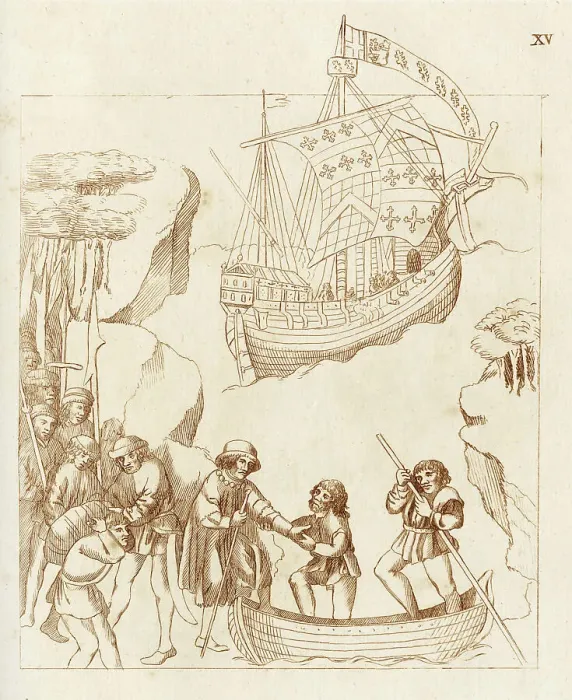 Framed Print : Richard Beauchamp, Earl of Warwick, in pilgrim's dress, embarks on a pilgrimage to the Holy Land. Date: 1408 Framed Print : Richard Beauchamp, Earl of Warwick, in pilgrim's dress, embarks on a pilgrimage to the Holy Land. Date: 1408