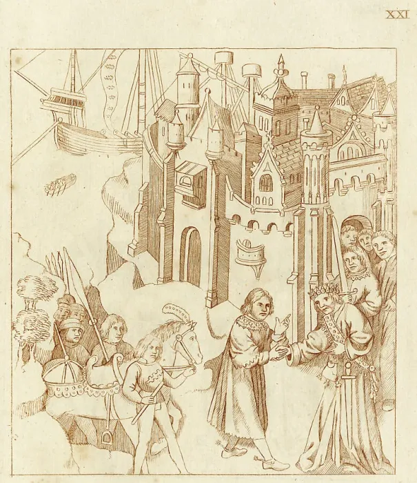 Framed Print : Richard Beauchamp, Earl of Warwick, is received by the Doge of Venice, Michele Steno, and lords. Date: C.1408