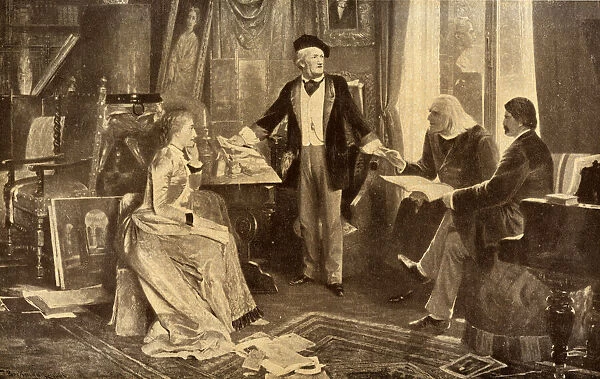 Richard Wagner (1813 - 1883), German composer at home with his wife, Cosima