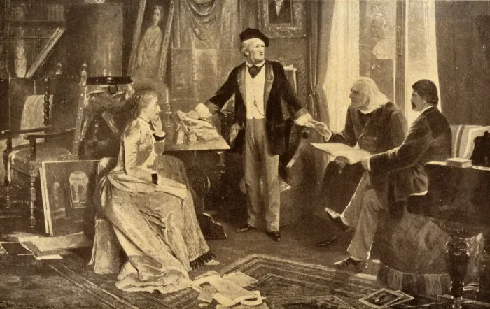 Framed Print : Richard Wagner (1813 - 1883), German composer at home with his wife, Cosima Framed Print : Richard Wagner (1813 - 1883), German composer at home with his wife, Cosima