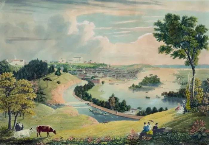 Framed Print : Richmond, from the hill above the waterworks Framed Print : Richmond, from the hill above the waterworks