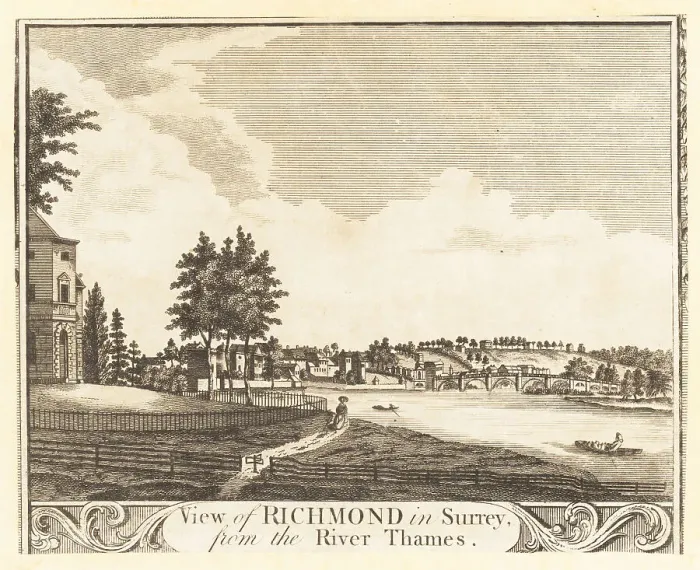 Framed Print : Richmond in Surrey from the River Thames, 18th century Framed Print : Richmond in Surrey from the River Thames, 18th century