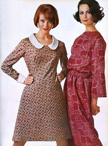 Ricki Reed dress and Ascher silk outfit, 1965