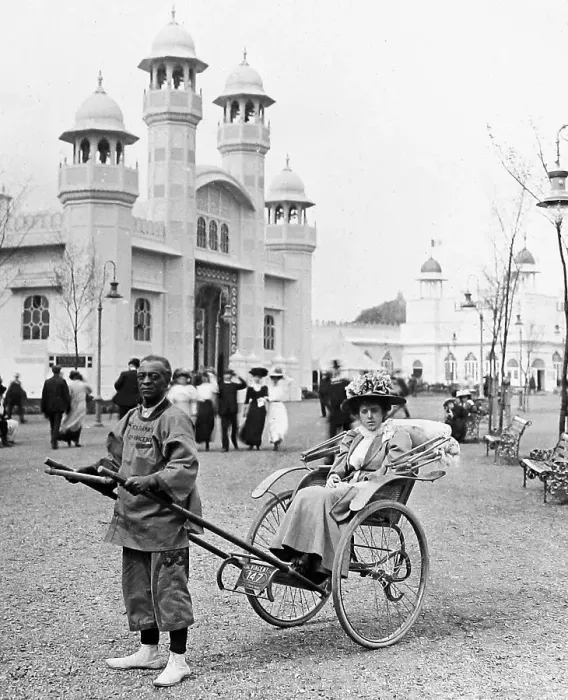 Framed Print : A Rickshaw, The Franco-British Exhibition at White Framed Print : A Rickshaw, The Franco-British Exhibition at White