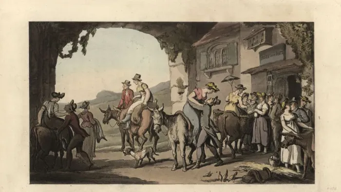 Framed Print : Riders at a donkey post-house, France, 18th century