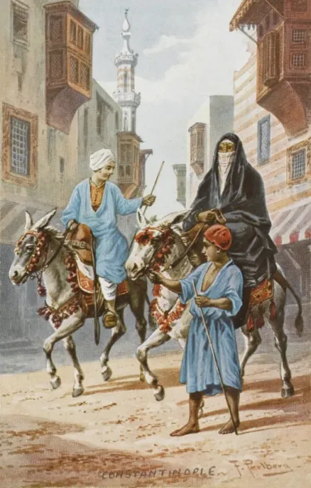 Framed Print : Riding through Constantinople on donkeys Framed Print : Riding through Constantinople on donkeys