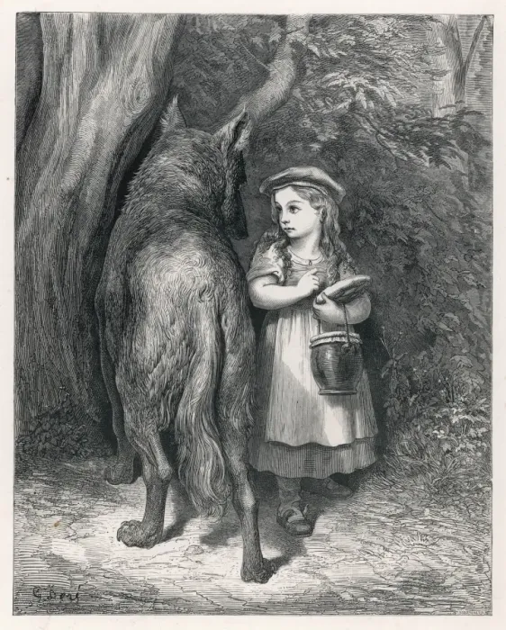 Framed Print : Riding Hood & Wolf / Dore Framed Print : Riding Hood & Wolf / Dore