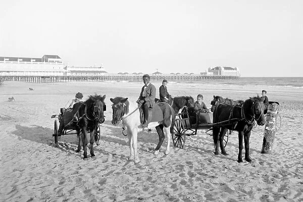 Riding horse and carts on the beach at Atlantic City, New Je
