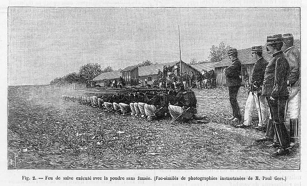 Rifle Volley 1890. Demonstration of the aftermath of a volley of shots