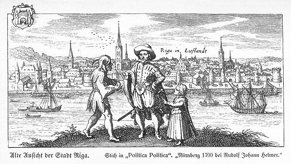 RIGA IN 1700. General view of Riga, in the province of Latvia, then part of Russia