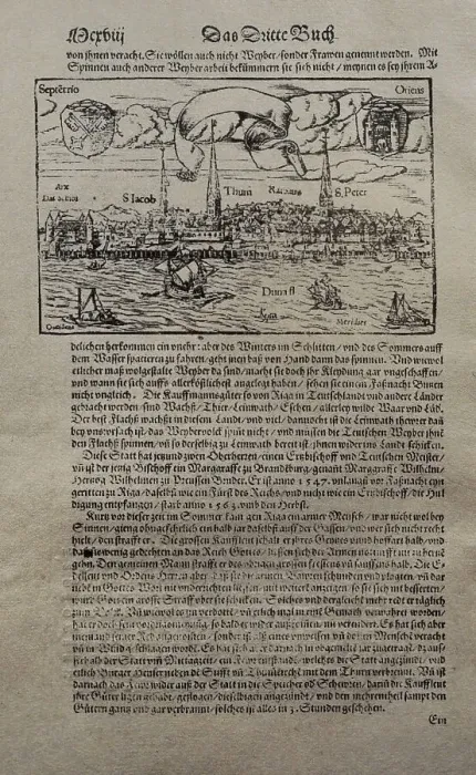 Framed Print : Riga, mid-16th century. Woodcut. Cosmographia Framed Print : Riga, mid-16th century. Woodcut. Cosmographia