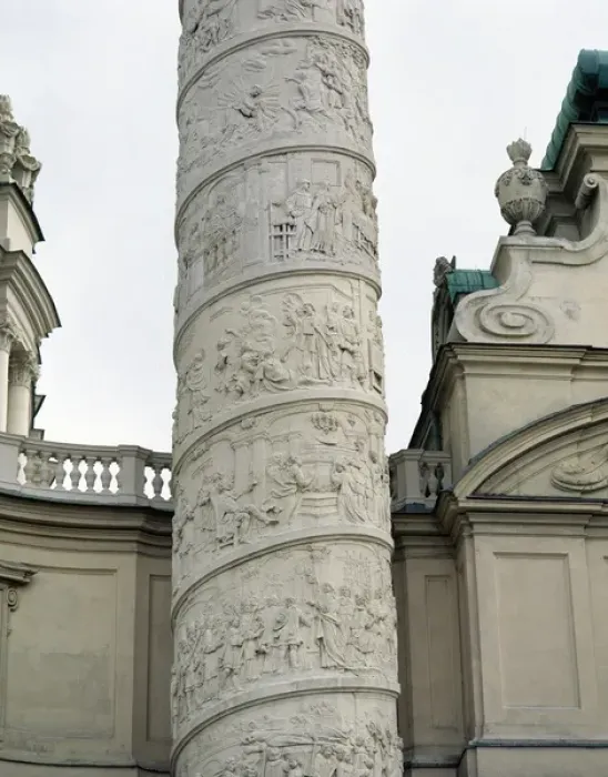 Framed Print : Right column with reliefs depicting scenes from the life of Framed Print : Right column with reliefs depicting scenes from the life of
