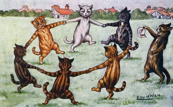 Ring-a-Ring-o-Roses. Artist: Louis Wain. Happy cats having fun playing