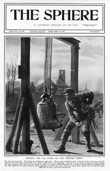 Framed Print : Ringing the gas alarm on the Western Front by Philip Dadd Framed Print : Ringing the gas alarm on the Western Front by Philip Dadd