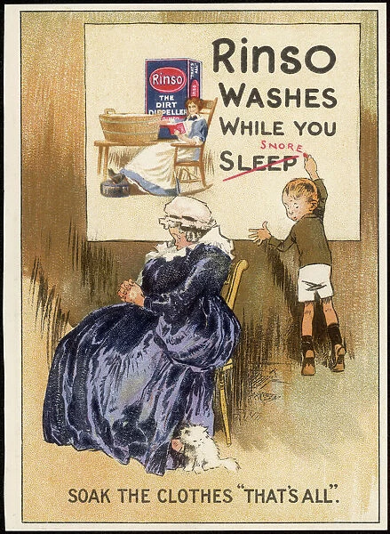 Rinso Advert. RINSO washes while you sleep (snore !) - soak the clothes, that's all