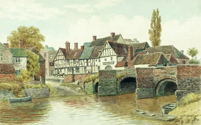 Framed Print : River and Bridge at Tewkesbury, Gloucestershire Framed Print : River and Bridge at Tewkesbury, Gloucestershire