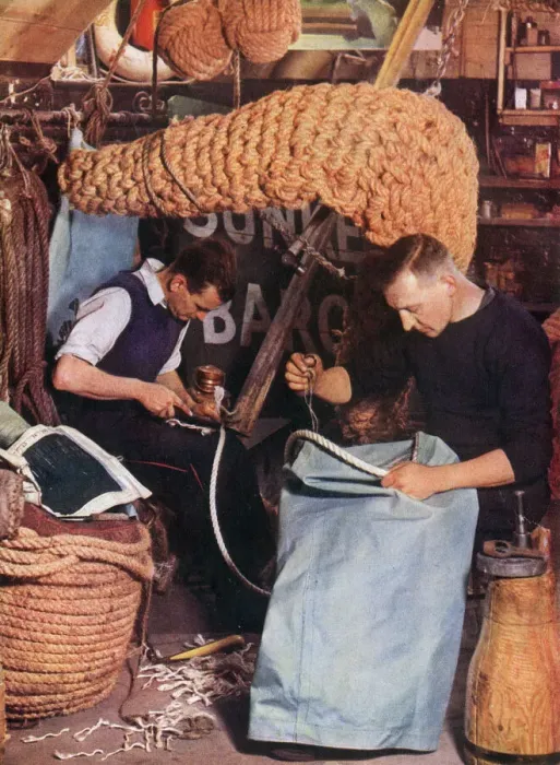 Framed Print : River Firemen knitting bags Framed Print : River Firemen knitting bags