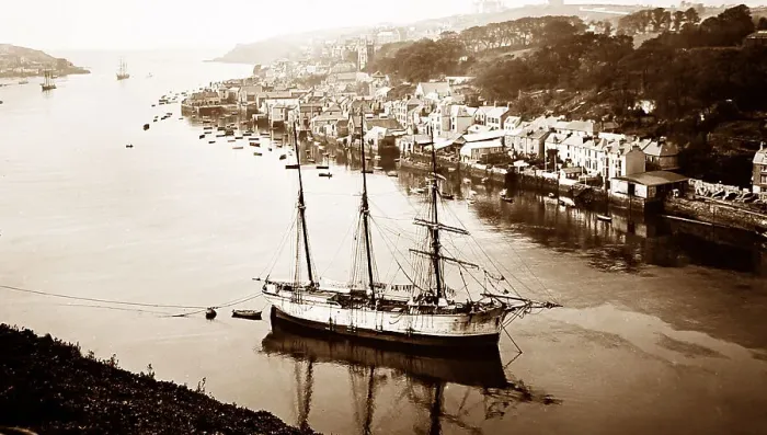 Framed Print : River Fowey, Cornwall, Victorian period Framed Print : River Fowey, Cornwall, Victorian period