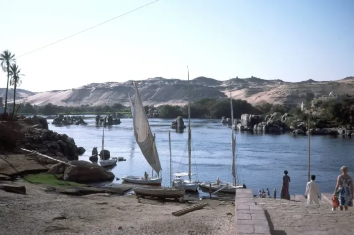 Framed Print : River Nile, Egypt - view toward first cataract at Aswan Framed Print : River Nile, Egypt - view toward first cataract at Aswan