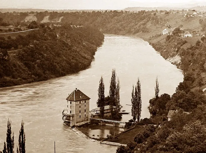 Framed Print : River Rhine, Neuhausen, Germay, Victorian period Framed Print : River Rhine, Neuhausen, Germay, Victorian period