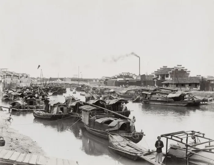 Framed Print : River full of small boats, Asia Framed Print : River full of small boats, Asia