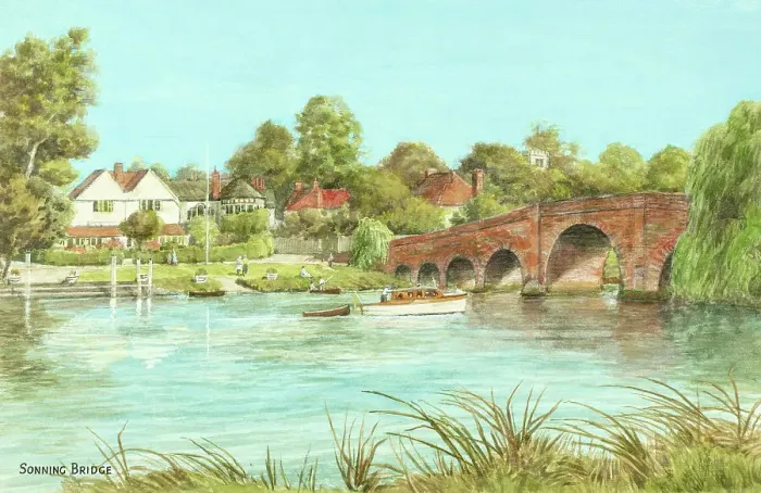 Framed Print : River Thames at Sonning Bridge, Berkshire Framed Print : River Thames at Sonning Bridge, Berkshire