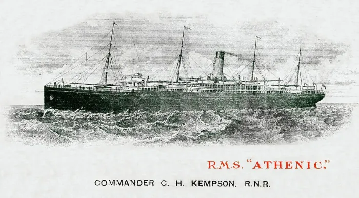 Framed Print : RMS Athenic, White Star Line British passenger ship Framed Print : RMS Athenic, White Star Line British passenger ship