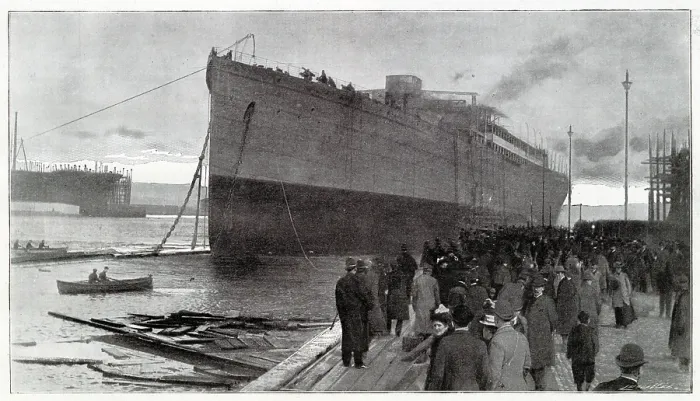 Framed Print : RMS Celtic, at the time the largest ship, being launched at Belfast. Date: 4th April 1901 Framed Print : RMS Celtic, at the time the largest ship, being launched at Belfast. Date: 4th April 1901