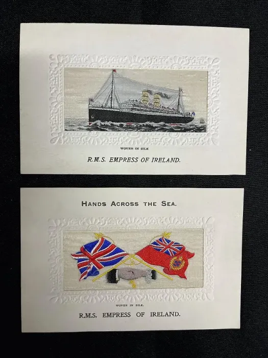 Framed Print : RMS Empress of Ireland, two silk postcards Framed Print : RMS Empress of Ireland, two silk postcards