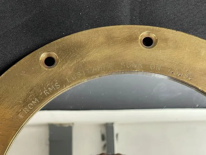 Framed Print : RMS Lusitania, brass porthole recovered from wreck Framed Print : RMS Lusitania, brass porthole recovered from wreck