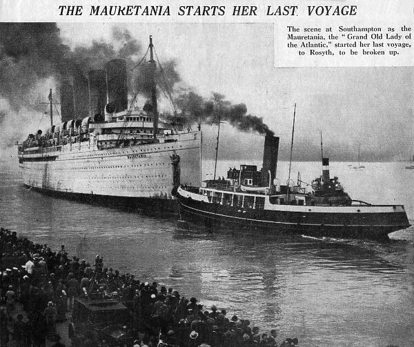 RMS Mauretania leaving Southampton for the last time