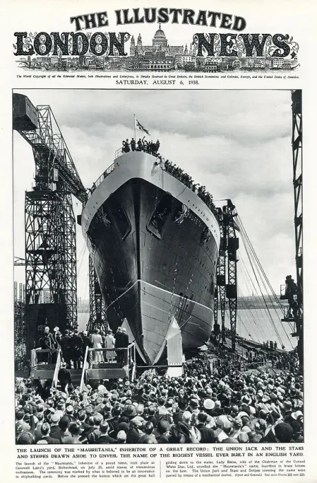 Framed Print : RMS Mauretania, ocean liner being launched 1938 Framed Print : RMS Mauretania, ocean liner being launched 1938