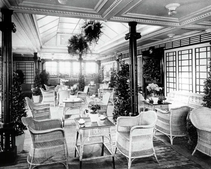 Framed Print : RMS Mauretania Verandah Cafe (Cunard)
