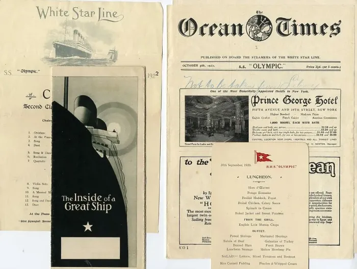 Framed Print : RMS Olympic - Ocean Times, lunch menu, brochure, etc Framed Print : RMS Olympic - Ocean Times, lunch menu, brochure, etc