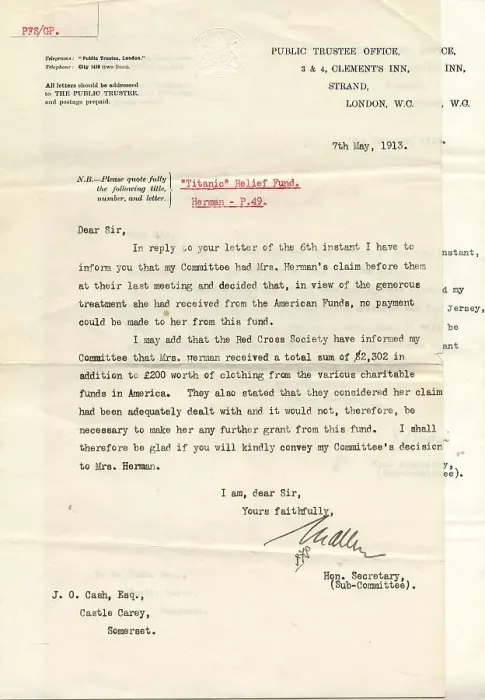 Framed Print : RMS Titanic - compensation claim of Mrs Herman Framed Print : RMS Titanic - compensation claim of Mrs Herman