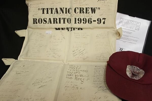 RMS Titanic film, life jacket and baseball cap