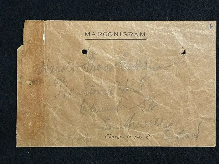 Framed Print : RMS Titanic, Harold Cottam Collection, Marconi envelope Framed Print : RMS Titanic, Harold Cottam Collection, Marconi envelope