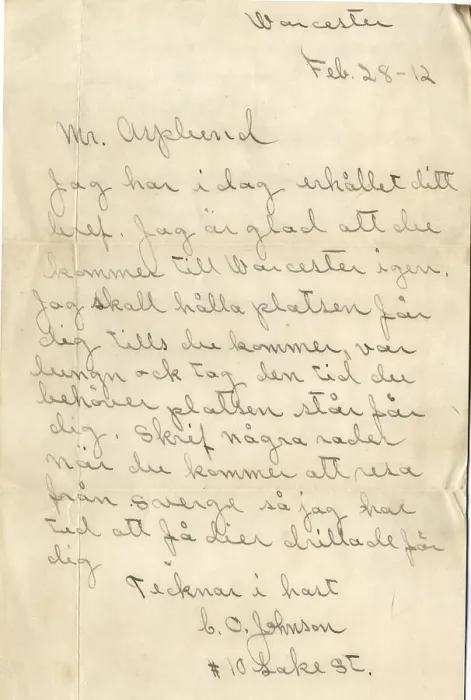 Framed Print : RMS Titanic - letter to Carl Asplund, victim Framed Print : RMS Titanic - letter to Carl Asplund, victim