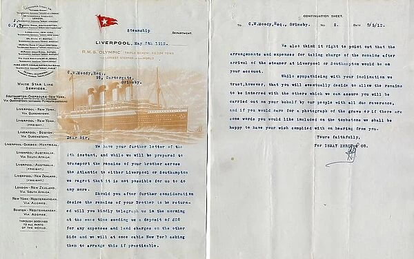 RMS Titanic - letter to James Moody's sister