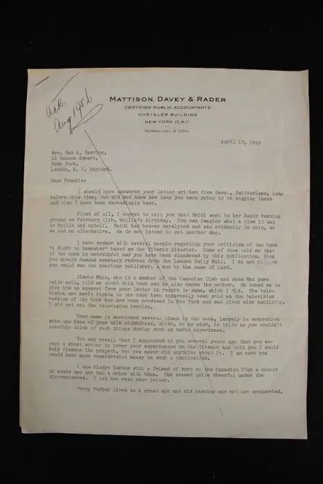 Framed Print : RMS Titanic - letter, Mabel Francatelli, passenger Framed Print : RMS Titanic - letter, Mabel Francatelli, passenger