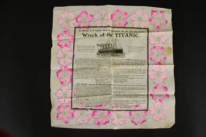Framed Print : RMS Titanic - memorial handkerchief Framed Print : RMS Titanic - memorial handkerchief