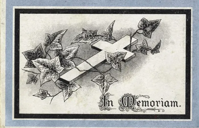Framed Print : RMS Titanic - In Memoriam card with cross and ivy Framed Print : RMS Titanic - In Memoriam card with cross and ivy