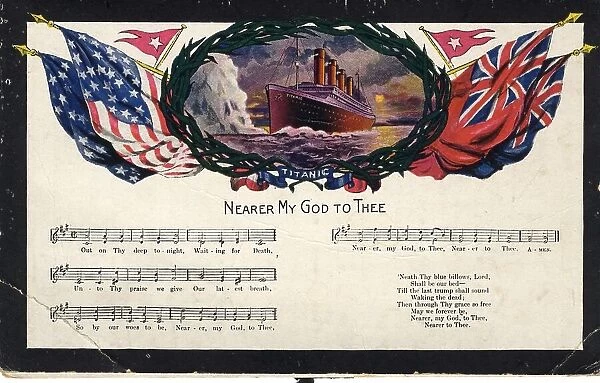 RMS Titanic - Nearer My God to Thee postcard with music