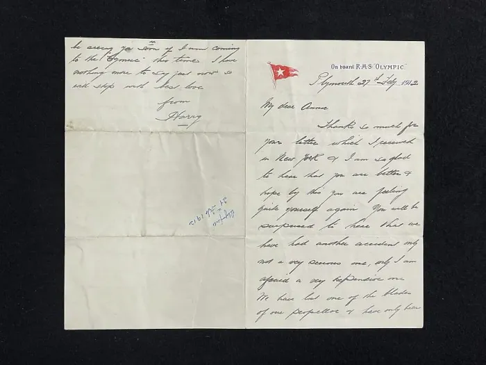 Framed Print : RMS Titanic and Olympic, Henry Tingle Wilde, letter Framed Print : RMS Titanic and Olympic, Henry Tingle Wilde, letter