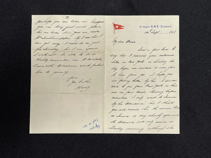 Framed Print : RMS Titanic and Olympic, Henry Tingle Wilde, letter Framed Print : RMS Titanic and Olympic, Henry Tingle Wilde, letter
